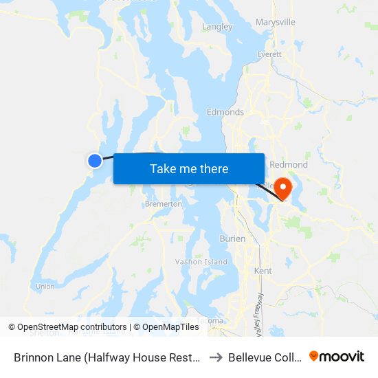 Brinnon Lane (Halfway House Restaurant) to Bellevue College map