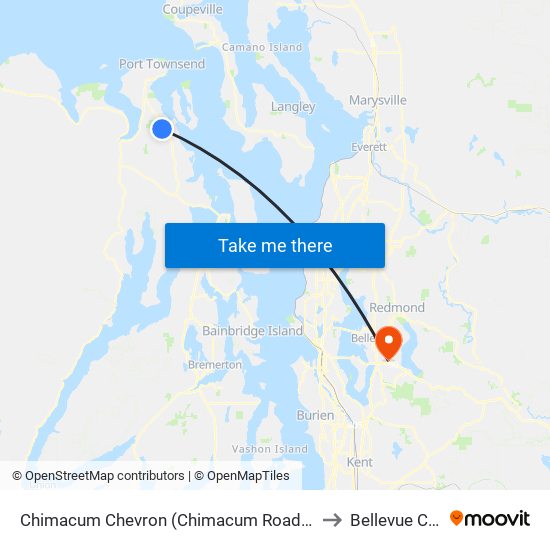 Chimacum Chevron (Chimacum Road at Highway 19) to Bellevue College map