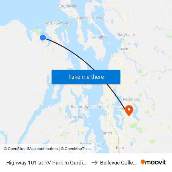 Highway 101 at RV Park In Gardiner to Bellevue College map