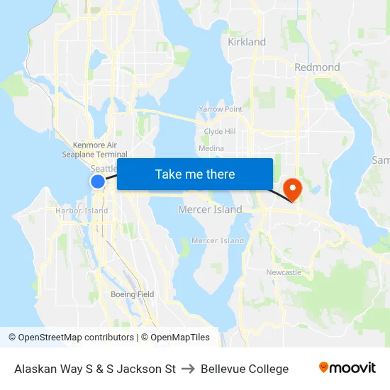 Alaskan Way S & S Jackson St to Bellevue College map