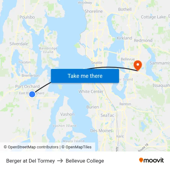 Berger at Del Tormey to Bellevue College map