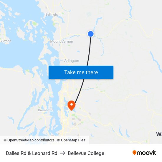 Dalles Rd & Leonard Rd to Bellevue College map