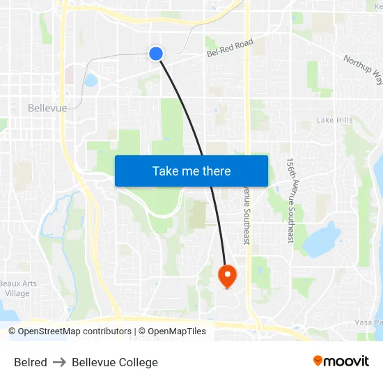 Belred to Bellevue College map