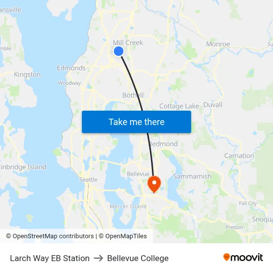 Larch Way EB Station to Bellevue College map
