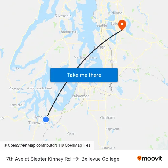 7th Ave at Sleater Kinney Rd to Bellevue College map