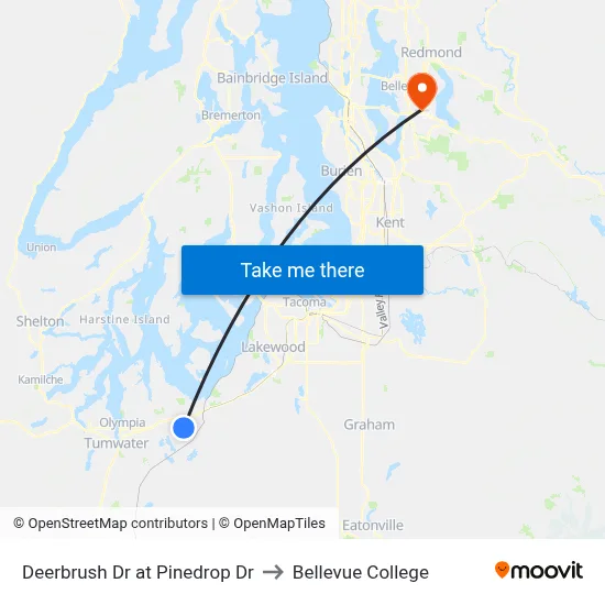 Deerbrush Dr at Pinedrop Dr to Bellevue College map