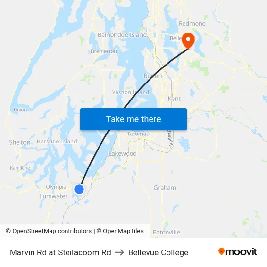 Marvin Rd at Steilacoom Rd to Bellevue College map