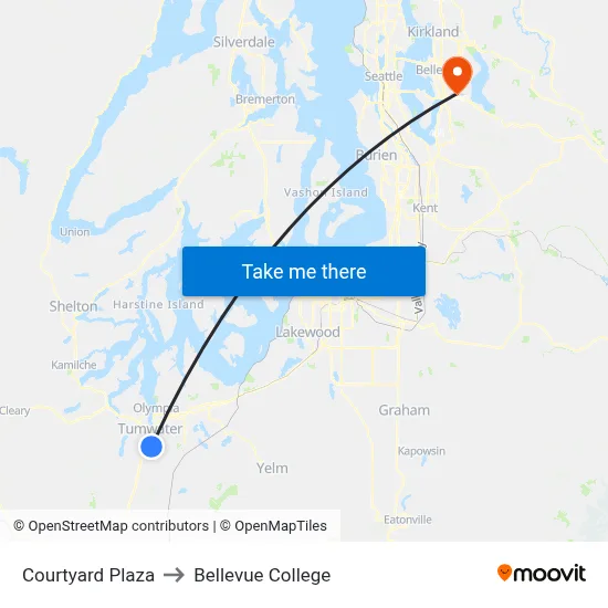 Courtyard Plaza to Bellevue College map