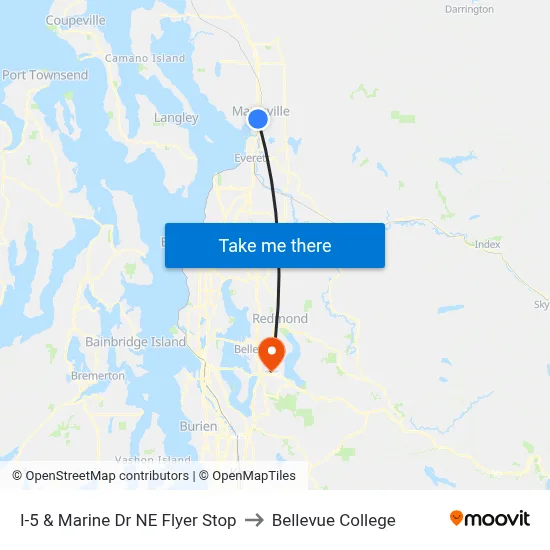 I-5 & Marine Dr NE Flyer Stop to Bellevue College map