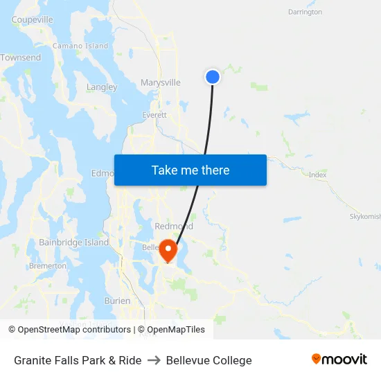 Granite Falls Park & Ride to Bellevue College map