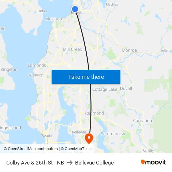 Colby Ave & 26th St - NB to Bellevue College map