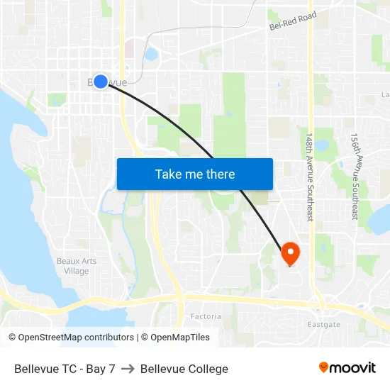 Bellevue TC - Bay 7 to Bellevue College map