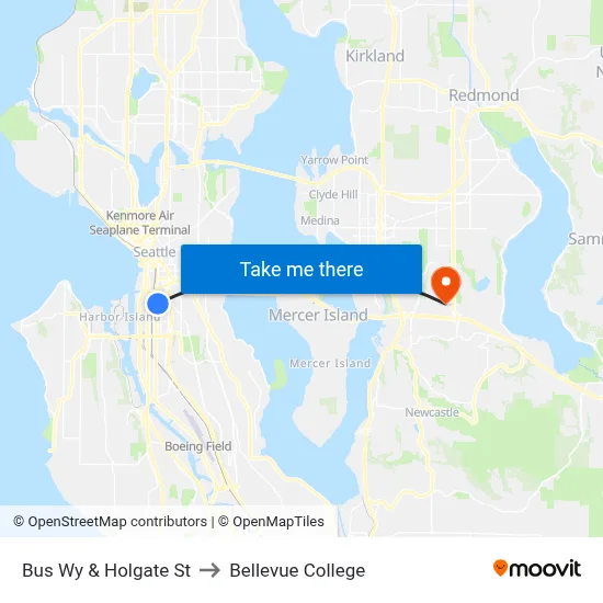 Bus Wy & Holgate St to Bellevue College map