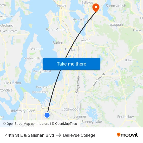 44th St E & Salishan Blvd to Bellevue College map