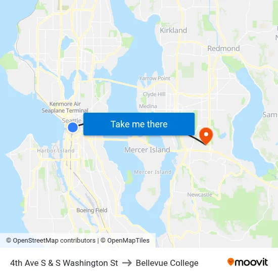 4th Ave S & S Washington St to Bellevue College map