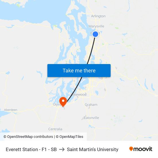 Everett Station - F1 - SB to Saint Martin's University map