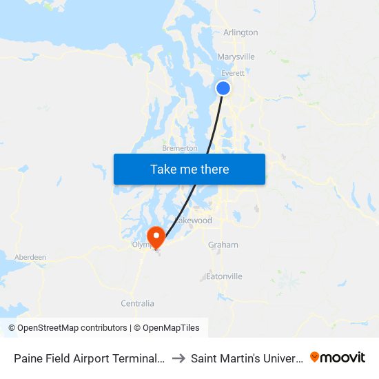 Paine Field Airport Terminal - EB to Saint Martin's University map