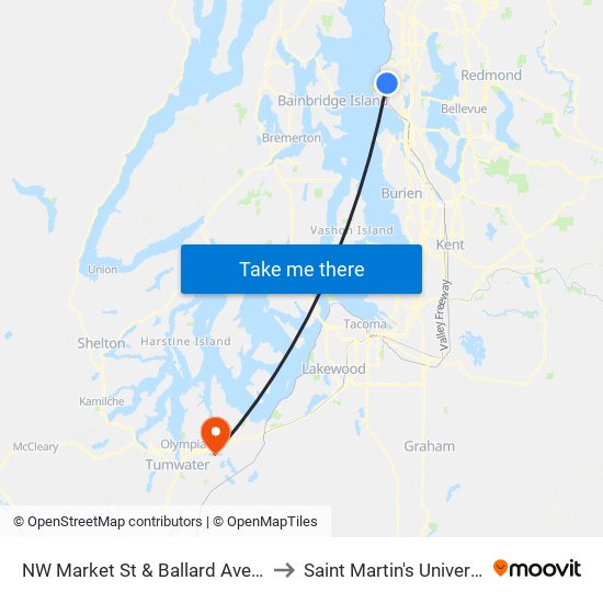 NW Market St & Ballard Ave NW to Saint Martin's University map