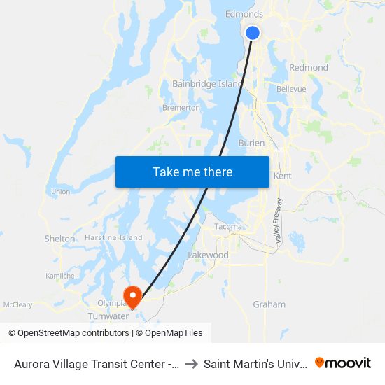 Aurora Village Transit Center - Bay 10 to Saint Martin's University map