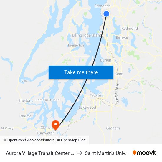 Aurora Village Transit Center - Bay 3 to Saint Martin's University map