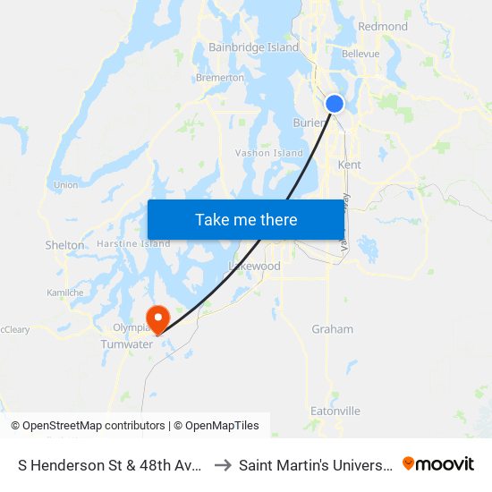 S Henderson St & 48th Ave S to Saint Martin's University map