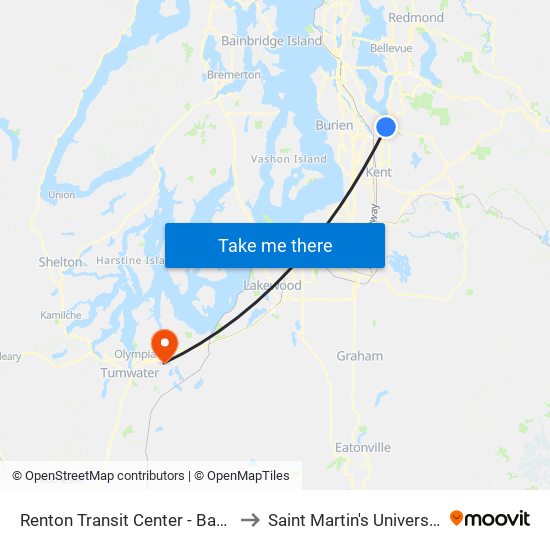Renton Transit Center - Bay 8 to Saint Martin's University map