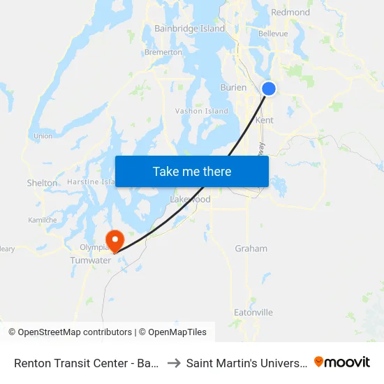 Renton Transit Center - Bay 2 to Saint Martin's University map