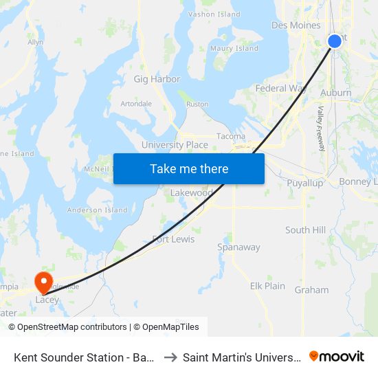 Kent Sounder Station - Bay 3 to Saint Martin's University map