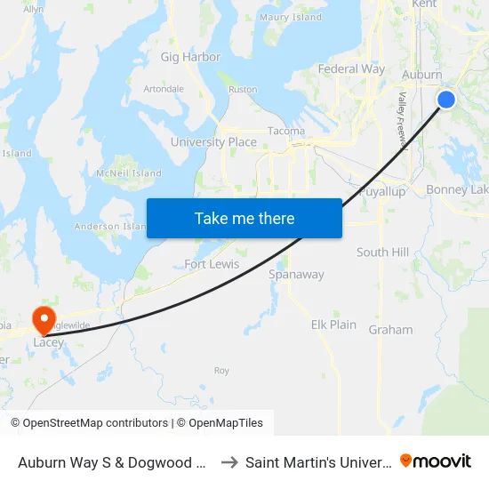 Auburn Way S & Dogwood St SE to Saint Martin's University map