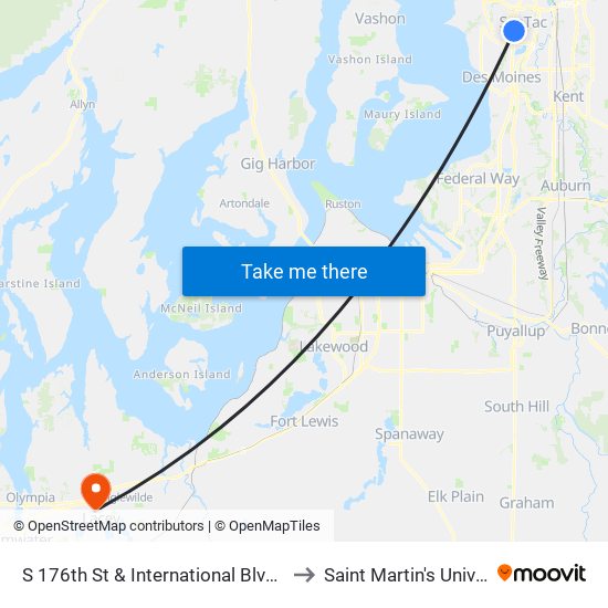 S 176th St & International Blvd - Bay 4 to Saint Martin's University map