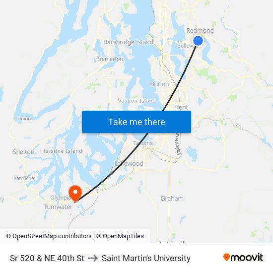 Sr 520 & NE 40th St to Saint Martin's University map