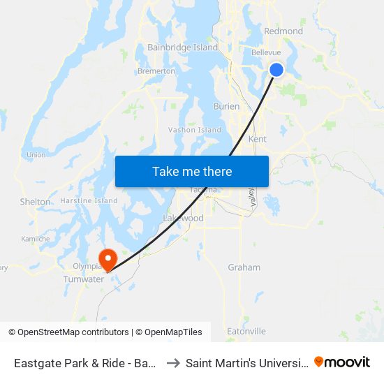 Eastgate Park & Ride - Bay 1 to Saint Martin's University map