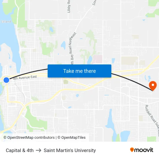 Capital & 4th to Saint Martin's University map