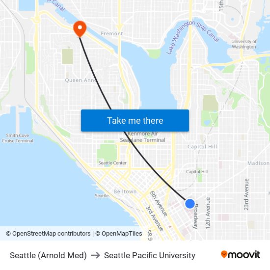 Seattle (Arnold Med) to Seattle Pacific University map