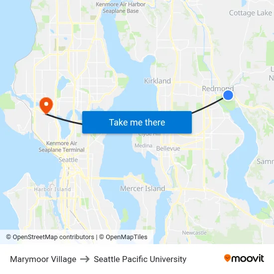 Marymoor Village to Seattle Pacific University map