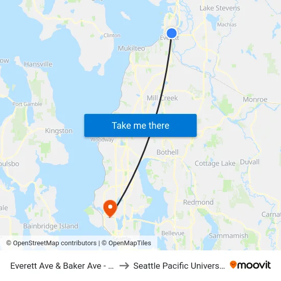 Everett Ave & Baker Ave - EB to Seattle Pacific University map