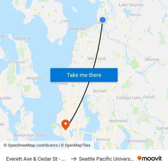 Everett Ave & Cedar St - WB to Seattle Pacific University map
