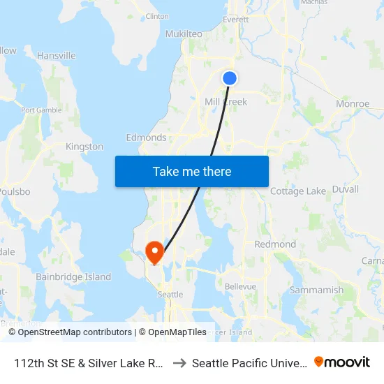112th St SE & Silver Lake Rd - EB to Seattle Pacific University map