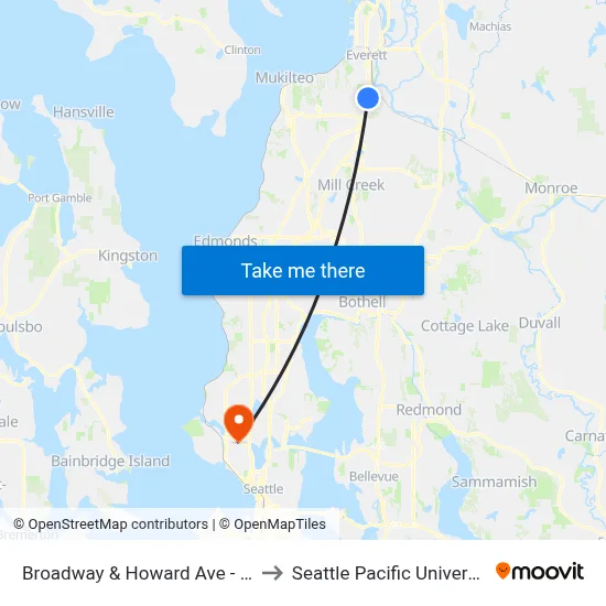 Broadway & Howard Ave - NB to Seattle Pacific University map