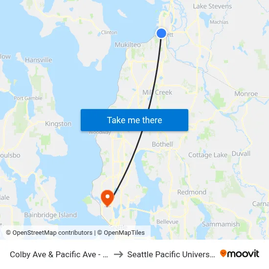 Colby Ave & Pacific Ave - SB to Seattle Pacific University map