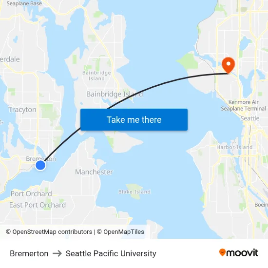 Bremerton to Seattle Pacific University map