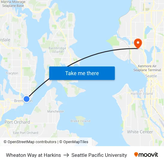 Wheaton Way at Harkins to Seattle Pacific University map
