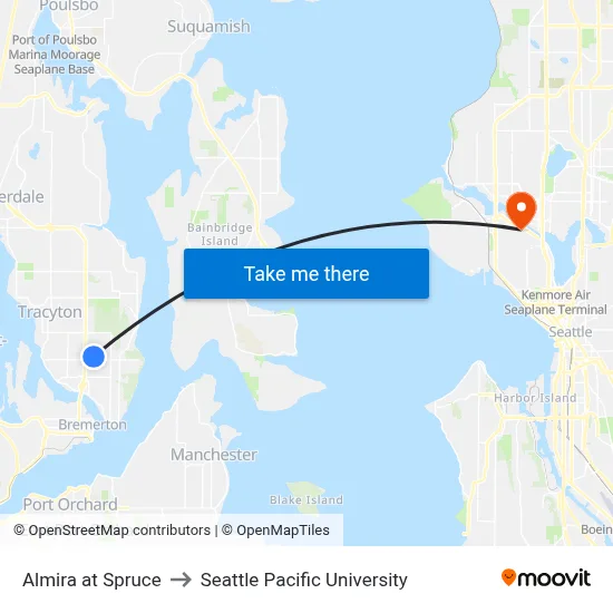 Almira at Spruce to Seattle Pacific University map