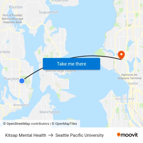 Kitsap Mental Health to Seattle Pacific University map