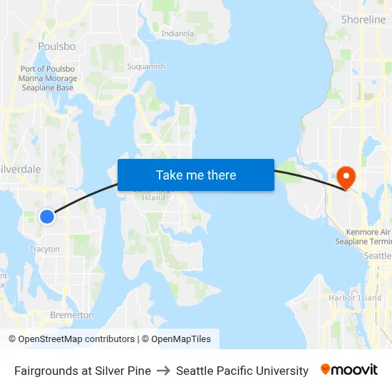 Fairgrounds at Silver Pine to Seattle Pacific University map