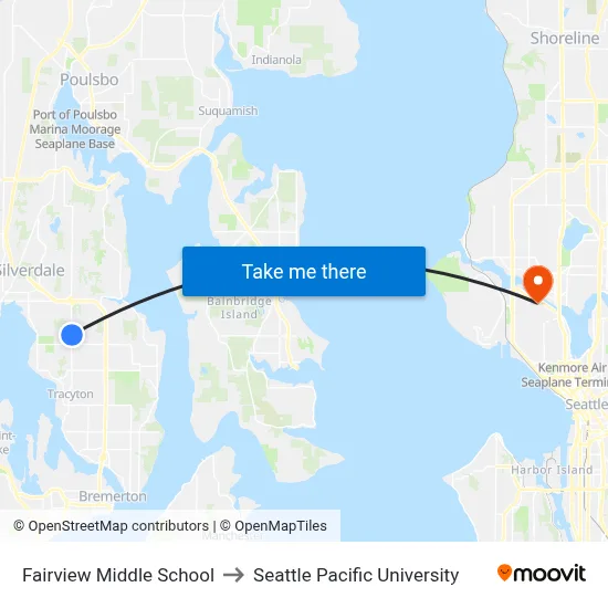 Fairview Middle School to Seattle Pacific University map