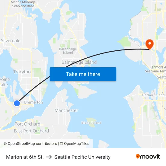 Marion at 6th St. to Seattle Pacific University map