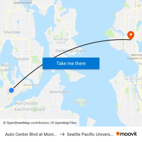 Auto Center Blvd at Monroe to Seattle Pacific University map
