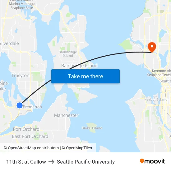 11th St at Callow to Seattle Pacific University map