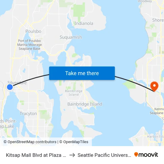 Kitsap Mall Blvd at Plaza Rd to Seattle Pacific University map